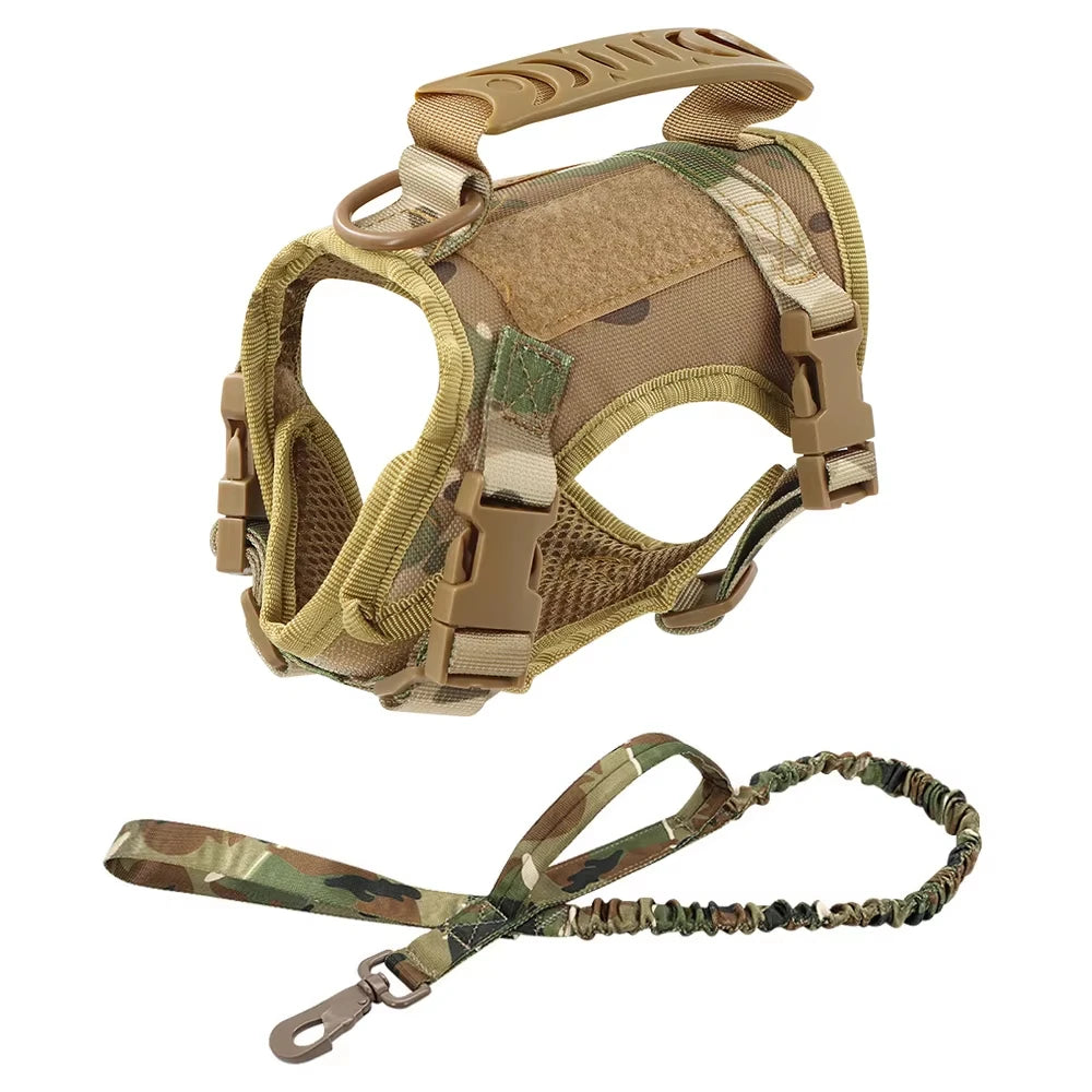 Tactical Cat Harness Leash Set Escape Proof Breathable Military Vest and Velcro for Small Dog Kittens Puppies Walking & Training