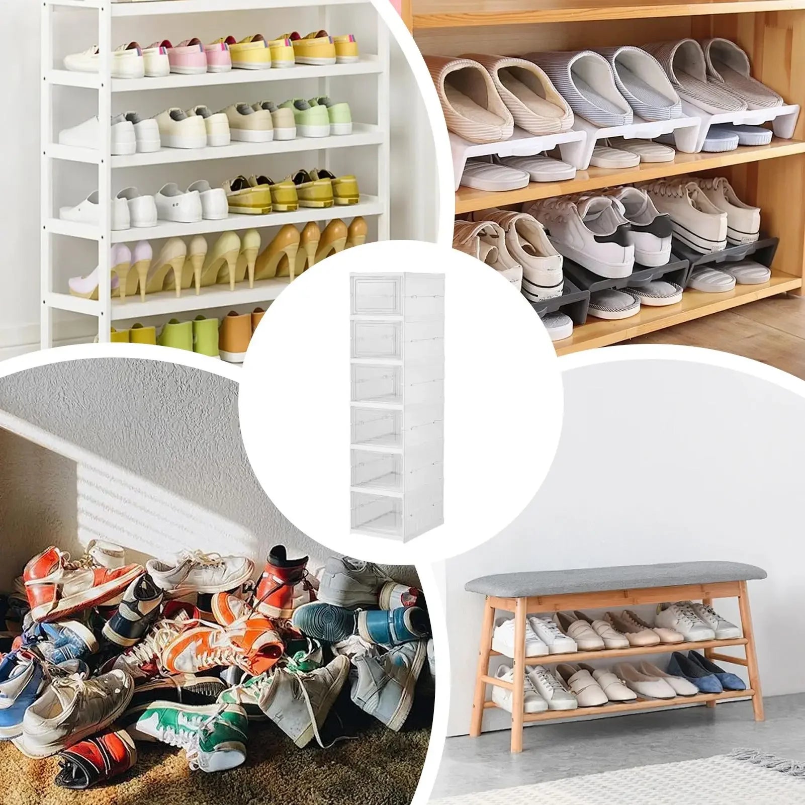 Shoe Rack Clear Shoe Storage Organizer Foldable Clear Stackable Box for Bedroom Hallway Home Dormitory Boot Workplace Sneaker