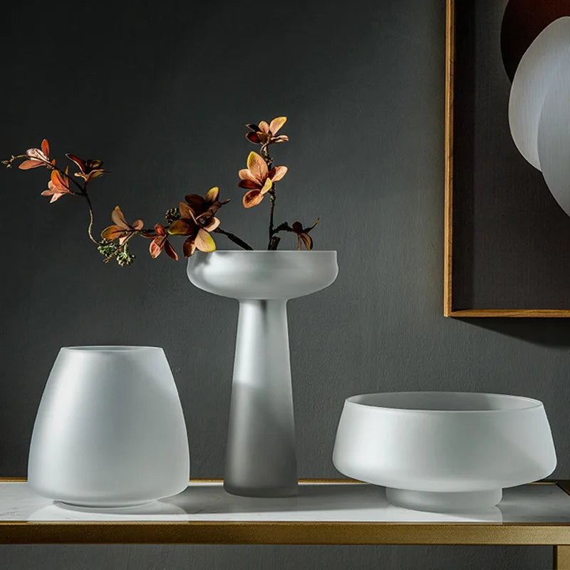 Nordic Light Luxury Home Decor Frosted Glass Vase