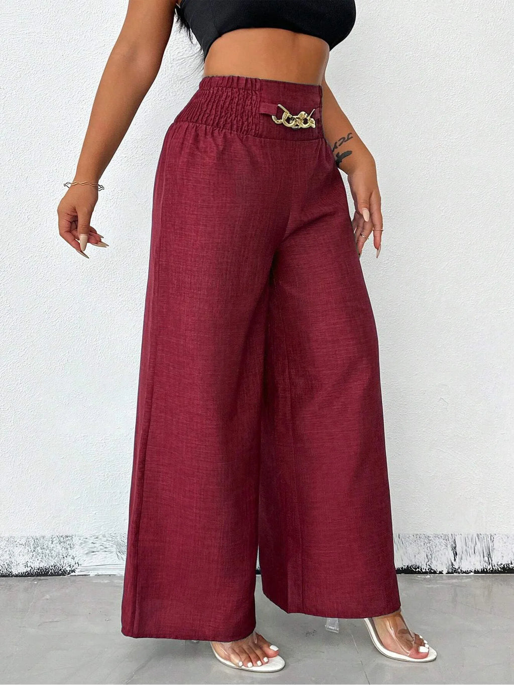 Elegant Solid Wide Leg Pants Fashion