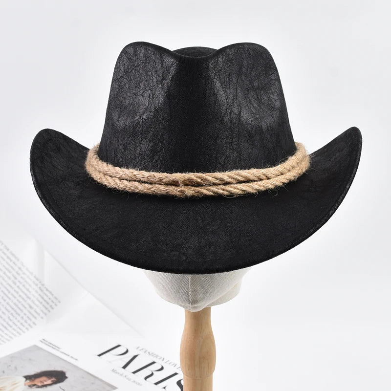New Vintage Roll Brim Western Cowboy Hats Outdoor Travel Gentleman Cowgirl Jazz Hat Holidays Party Cosplay Hat