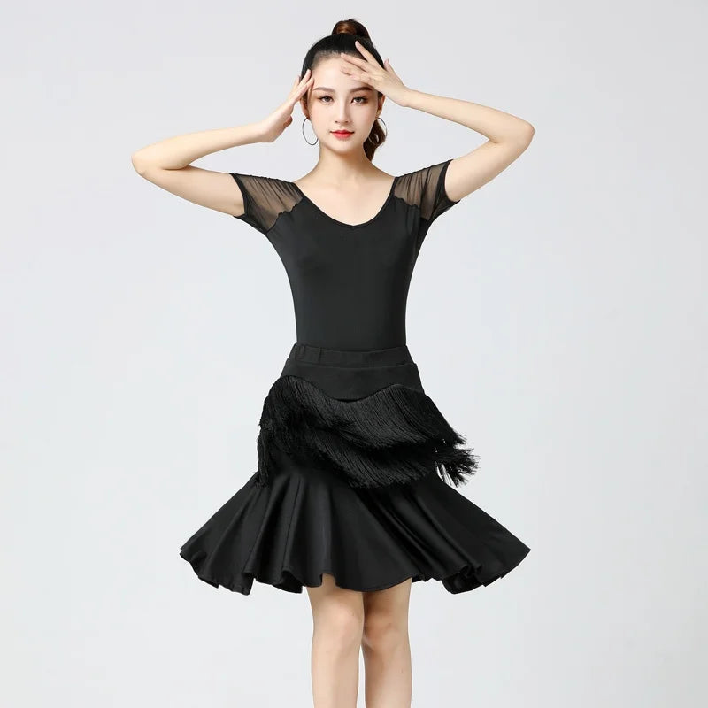 Adult Latin Dance Skirts Women's Practice Clothing Tassel Skirts Bot Wear Cetition Dance Performance Clothing