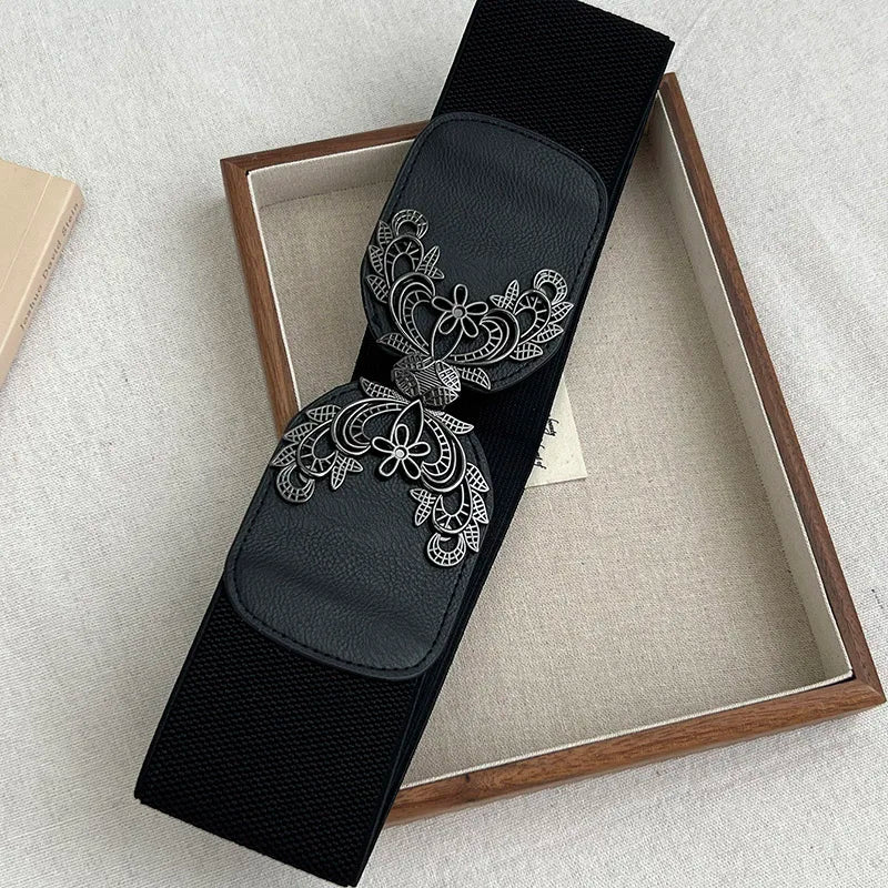 Women's belt with elastic waistband, decorative, simple skirt, versatile elastic coat, fashionable matching, dress, wide belt