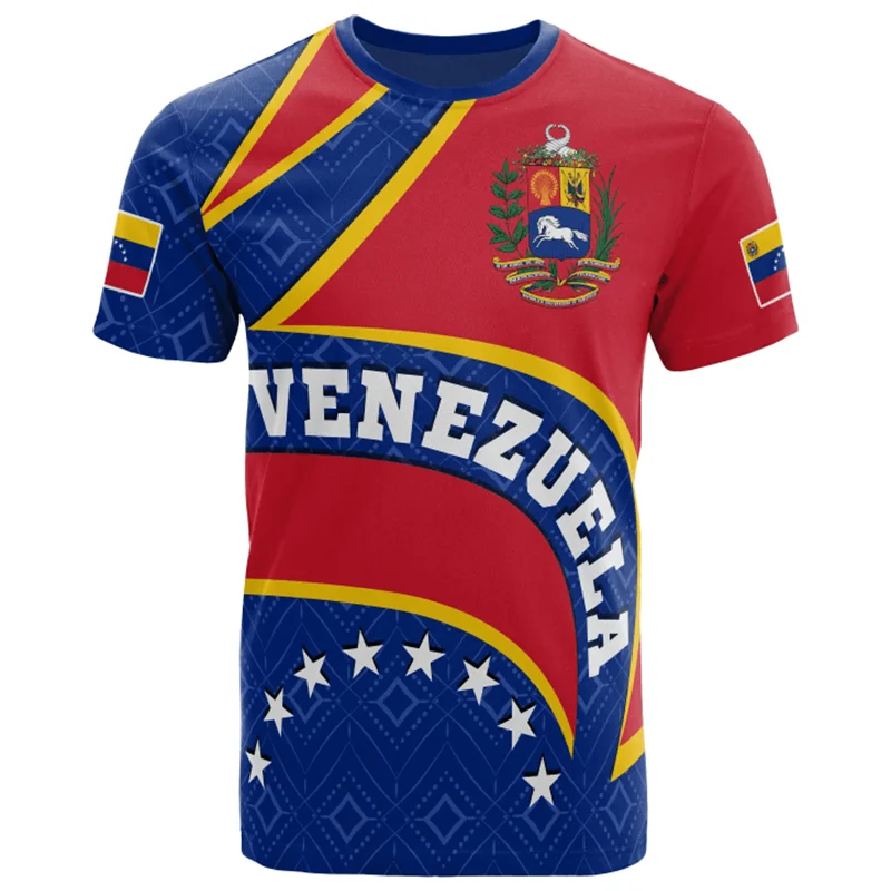 3d Print Venezuela Flag T-Shirt For Men Summer Round Neck Short Sleeve Tees Gym Sports Oversized T Shirts Tops Male Clothes