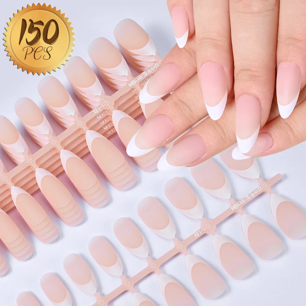 100pcs Light Pink Press-On Nails | Short & Medium Square | 10 Sizes Full Cover Nail Tips