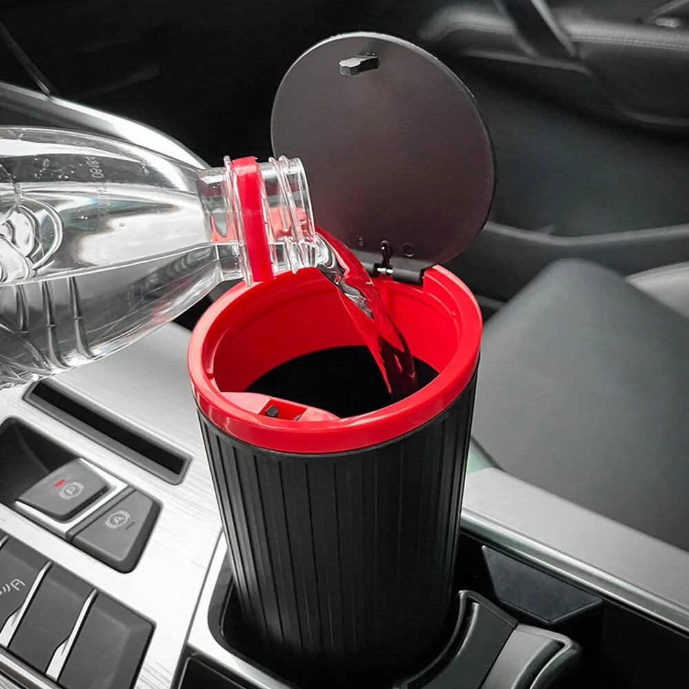 Mini Car Trash Can with Lid, Compact Automotive Garbage Bin Garbage Container Storage Box Bucket Auto Accessories