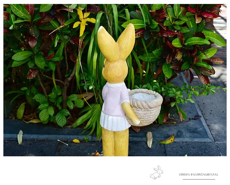 Cartoon Rabbit Flower Pot Creative Animal Sculpture Ornaments Garden Villa Landscape Bonsai Container Kindergarten Decorations