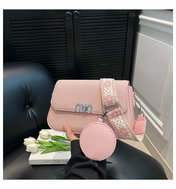 ‌2025 Korean-Style Wide Strap Bag - Crossbody/Shoulder/Handheld Multi-Way Purse, Trendy Small Handbag for Women
