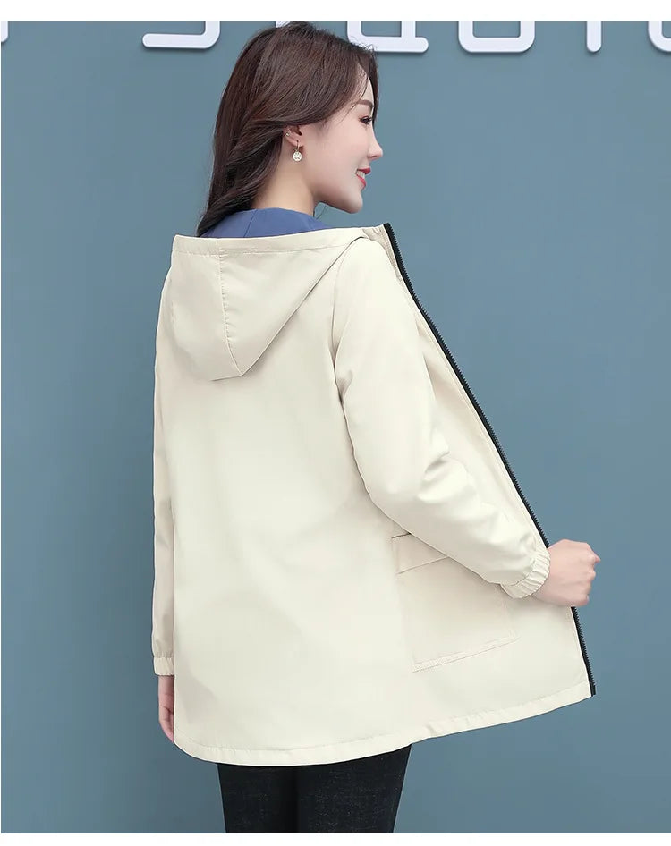Spring Autumn Jacket Women's Loose Coat 2025 New Double-sided Wear Trench Coat Mid-length Windbreaker 5XL Women's Top