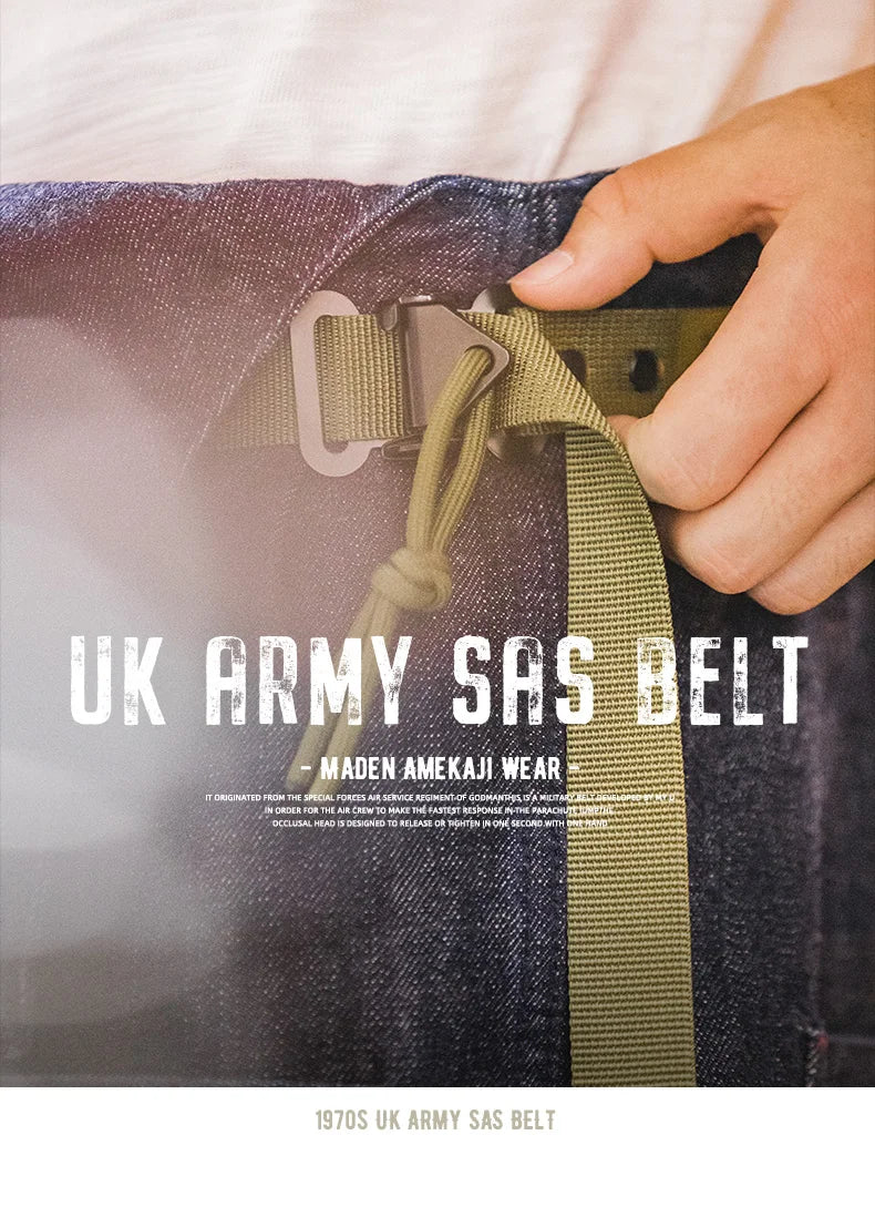 Maden Tooling American Retro SAS Quick-Buckle Belt Green Tactical Automatic Men Fashion Multifunctional Belt