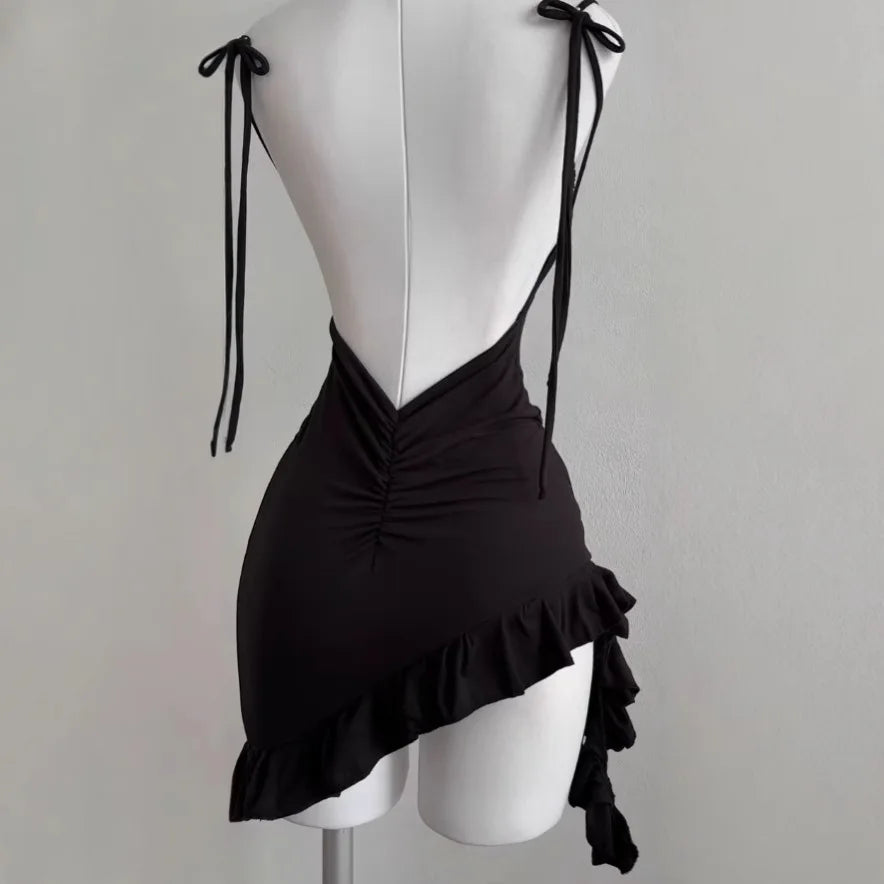 Sexy Sleeveless Backless Mini Dress – Lace Up Bodycon Club Dress