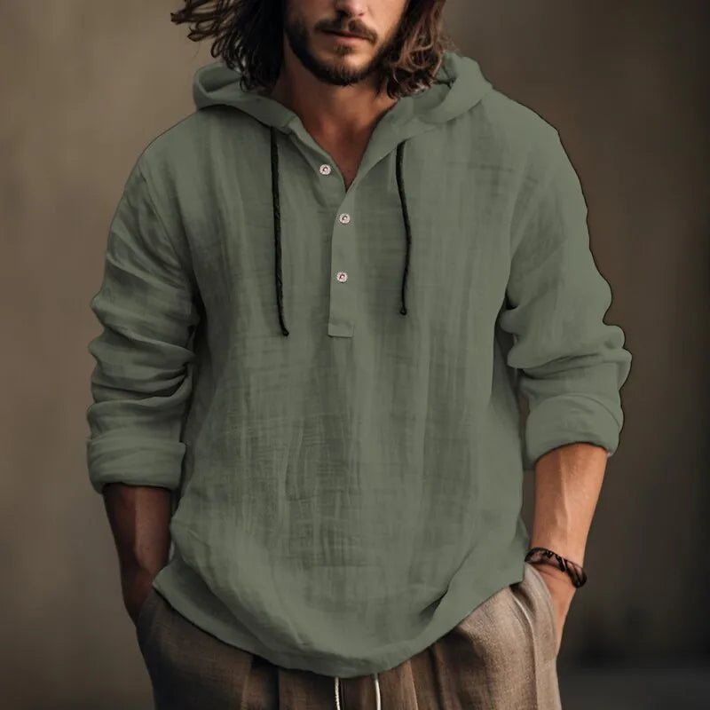 Men's Casual Blouse Cotton Linen Shirt Loose Tops Long Sleeve Tee Shirt Spring Autumn Casual Men's Shirts
