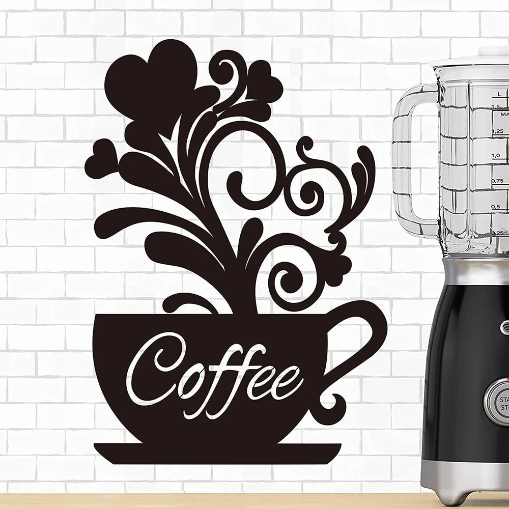 Coffee Cup Silhouette Sign Hanging Metal Wall Art Decor Dining Room Kitchen Cafe Decoration Black Cutout Boards
