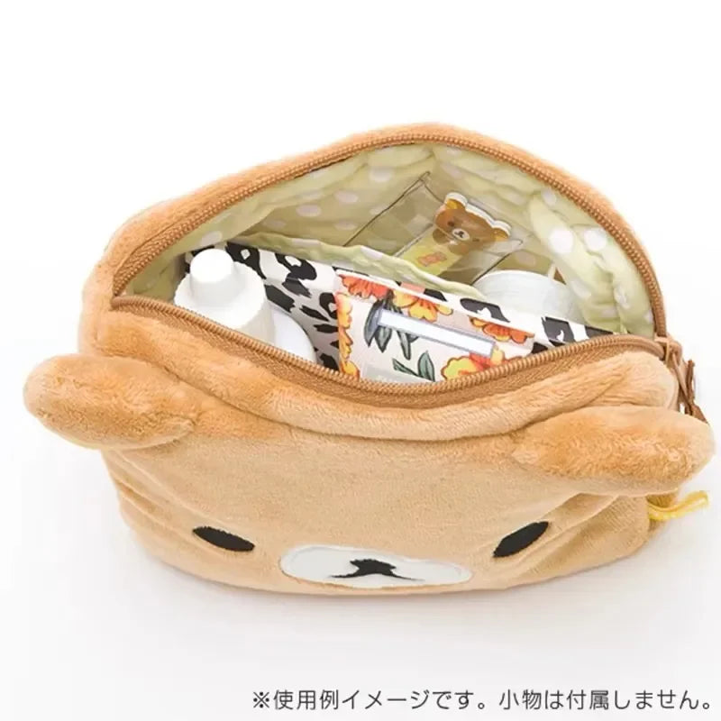 Kawaii Rilakkuma Pencil Bag Makeup Organizer Storage Bag Cartoon Bear Plush Multi Case Kawaii Cosmetic Bags Vanity Beauty Case