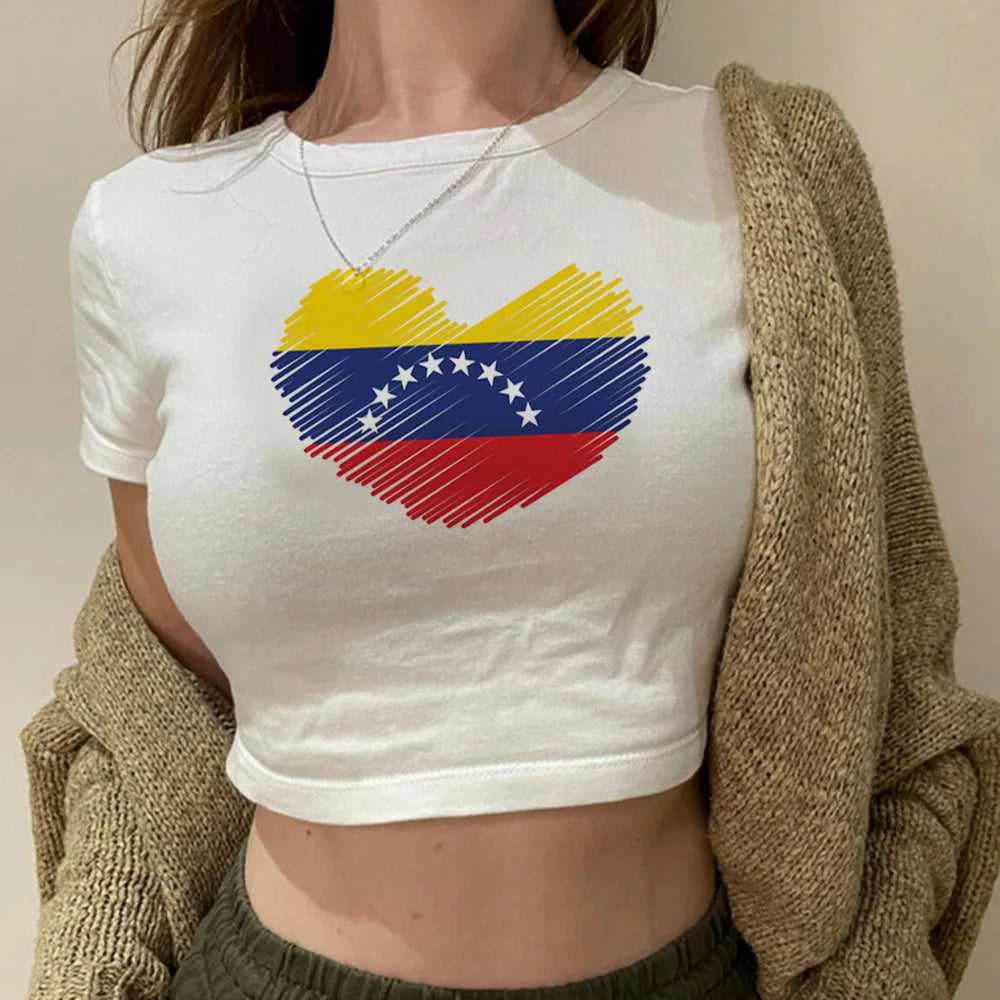 Venezuela streetwear  graphic  fairy grunge  crop top Woman Kawaii cyber y2k manga Harajuku crop top