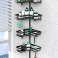 4-Tier Stainless Steel Adjustable Shower Caddy Tension Pole for Bathroom Organization, Rustproof Black