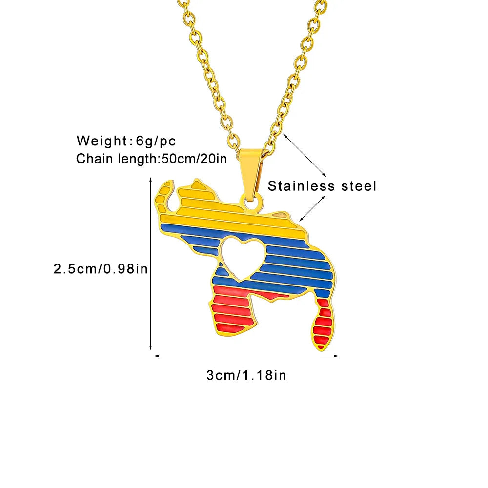 New Venezuela Map Heart Map Design Charm Pendant Necklace For Women Men Venezuelan Fine Charm Clavicle Chain Jewelry Accessories