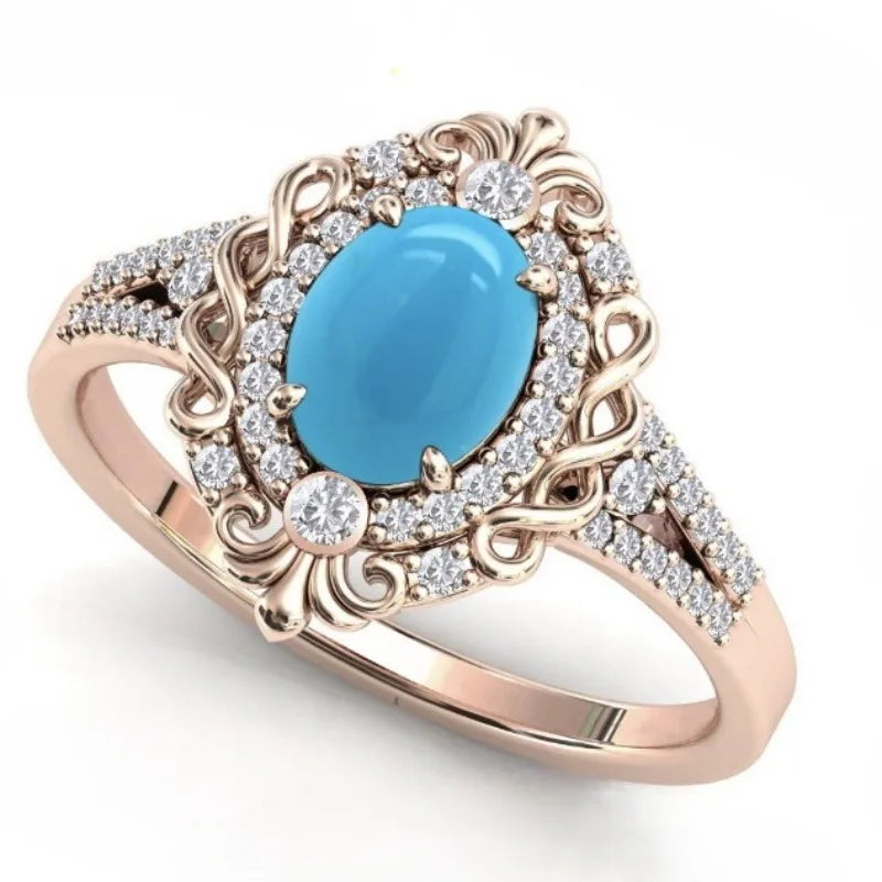 High end retro style zircon ring imported carved palace style ring holiday promotion jewelry banquet anniversary versatile