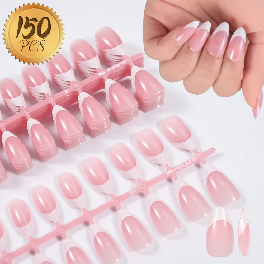 100pcs Light Pink Press-On Nails | Short & Medium Square | 10 Sizes Full Cover Nail Tips