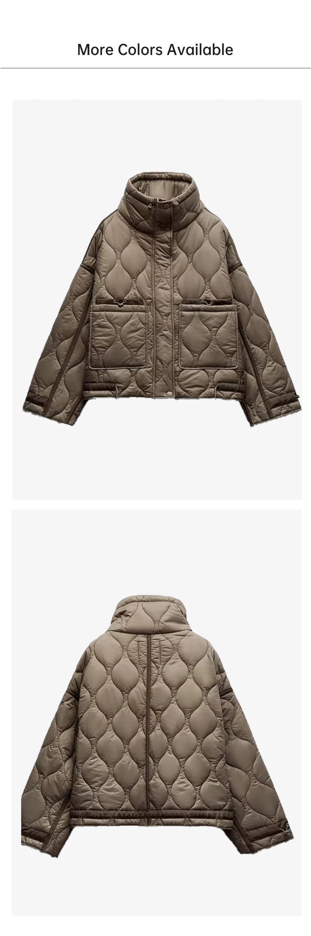 Autumn/Winter New Product Women's New Fashion Loose Pocket Stand up Collar Lightweight Cotton Coat Jacket Coat