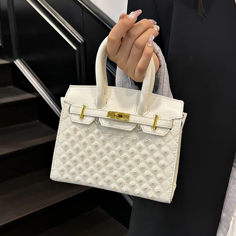 Mini Kelly-Inspired Bag - Women's Heavy Rivet Street Style Handheld Shoulder Crossbody Stylish Versatile
