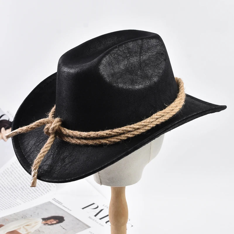 New Vintage Roll Brim Western Cowboy Hats Outdoor Travel Gentleman Cowgirl Jazz Hat Holidays Party Cosplay Hat