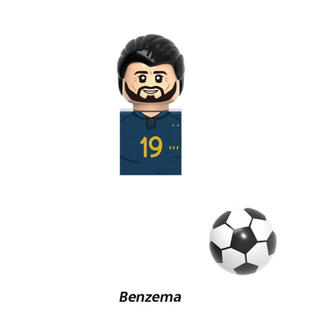 World Famous Football Players Figurine Messi Ronaldo Neymar Lewandowski Mini Action Building Block Model Toy Kids Gifts