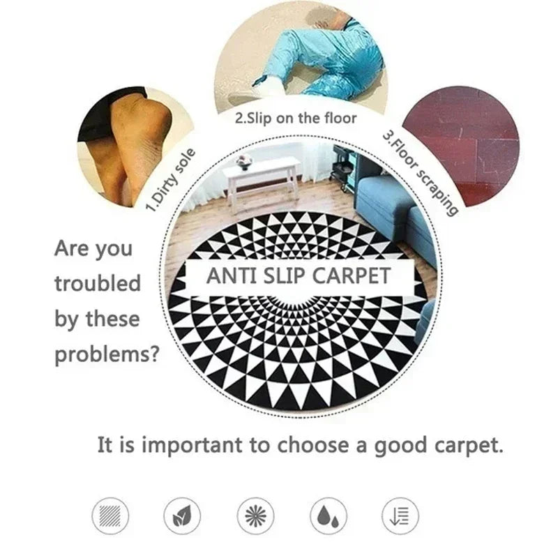 Bohemian Style Circular Carpet Indoor Carpet Bedrooms Circular Floor Mats Suitable Living Rooms Study Rooms Bathrooms Decoration