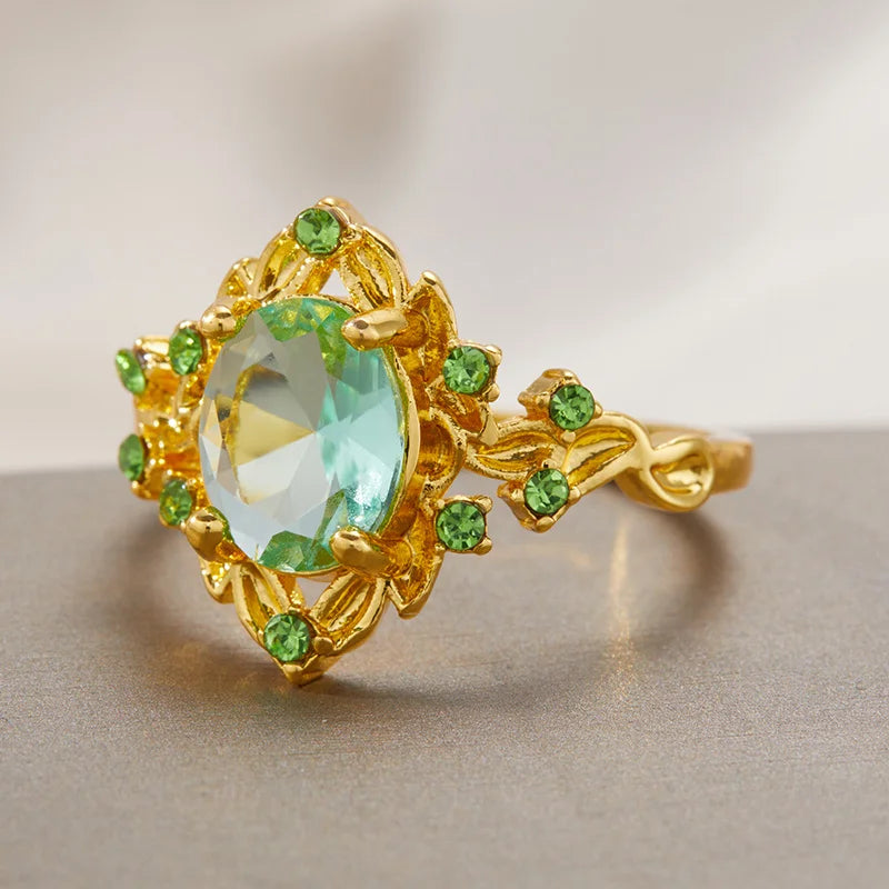 Elegant Luxurious Style Women's Ring with Artificial Zircon Inlaid Flower Ring Suitable for Daily Party Jewelry Holiday Gifts