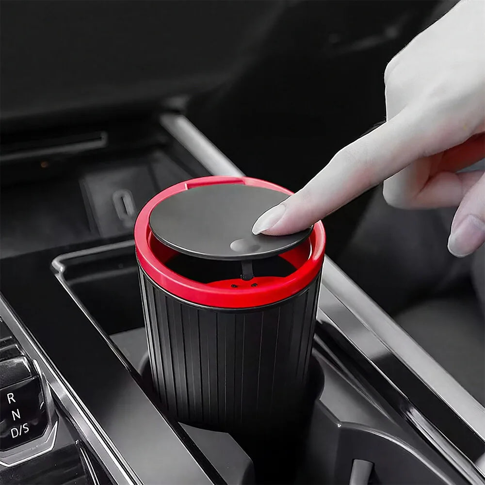 Mini Car Trash Can with Lid, Compact Automotive Garbage Bin Garbage Container Storage Box Bucket Auto Accessories