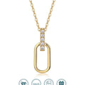 JIUZUAN Geometric Pendant Necklace 925 Silver 18K Gold Plated Stylish Jewelry for Women Gift Comes with GRA Certificate