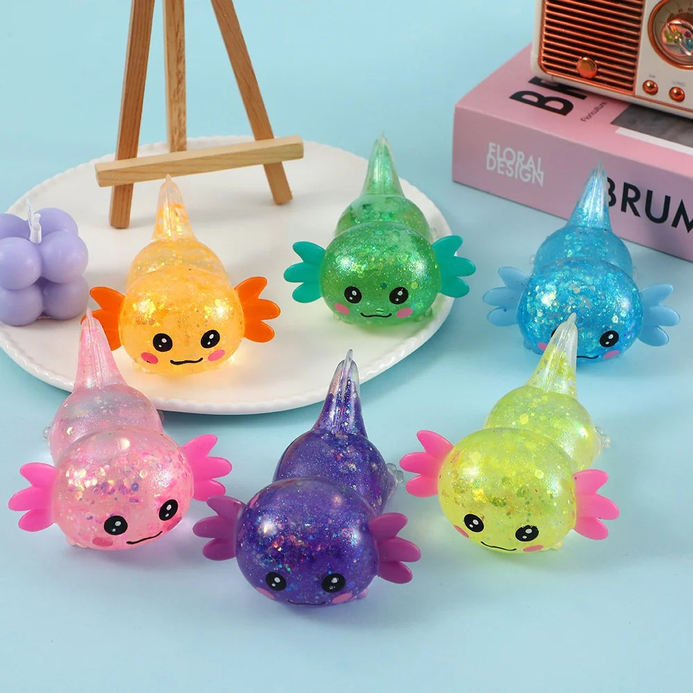 Axolotl Squishy Toy Cute Slow Rising Fidget Toy Soft Squeeze Sensory Toy for Kids and Adults Stress Ball for Anxiety and Focus