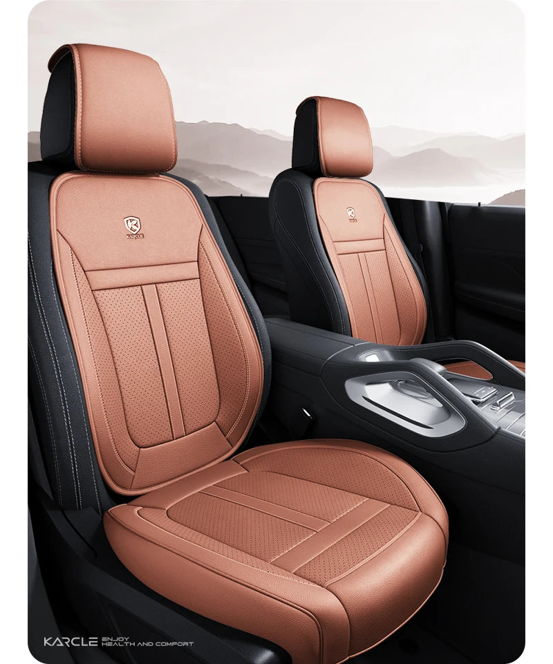 360 Surrounded Nappa Leather Car Front Seat Covers Universal Fit For Most Cars Cushion Covers Car Styling Seat Protector Pads