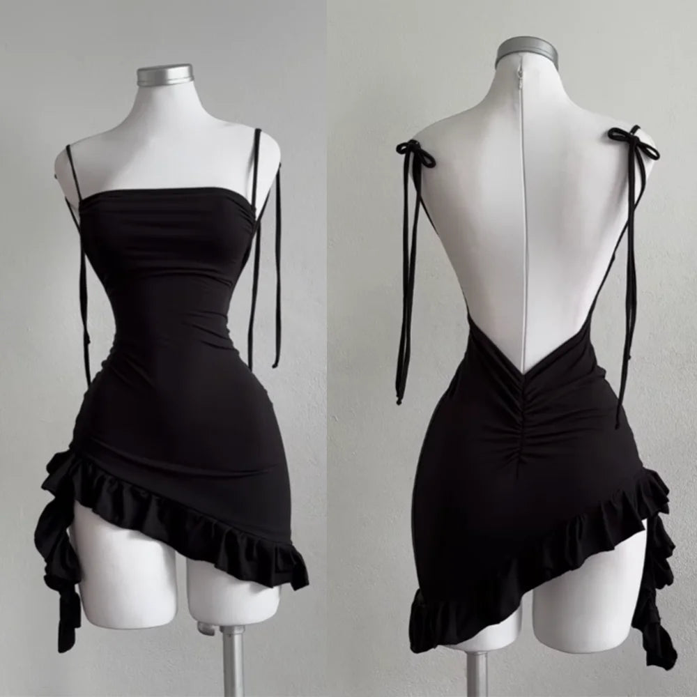 Sexy Sleeveless Backless Mini Dress – Lace Up Bodycon Club Dress