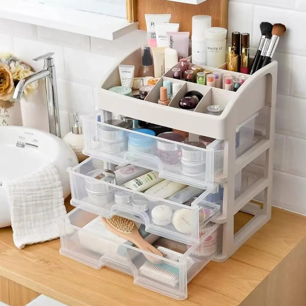 Multi-Layer Desktop Storage Box Drawer Organizer Cabinet for Cosmetics Jewelry Hair Accessories Stationery Home Office