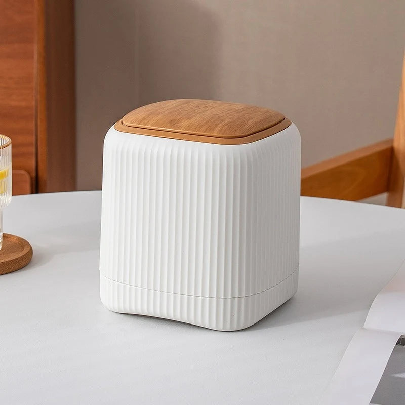 Mini Desktop Trash Can with Lid Garbage Waste Bin Organizer Bedroom Office Desk Storage Box Made Durable Plastic Home Supplies