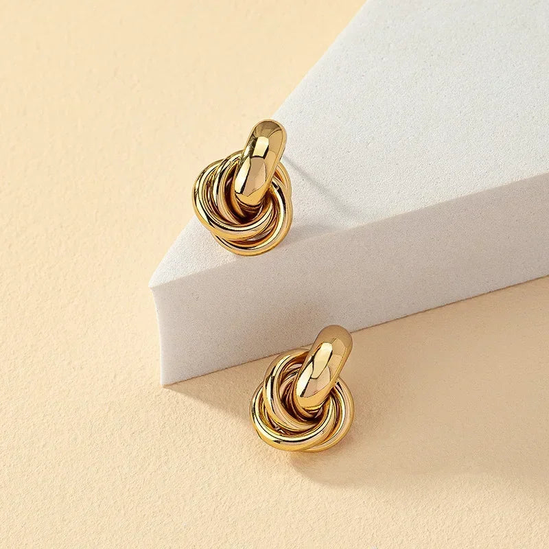 Gold & Silver Knot Hoop Earrings for Women – Trendy Twist Stud Jewelry