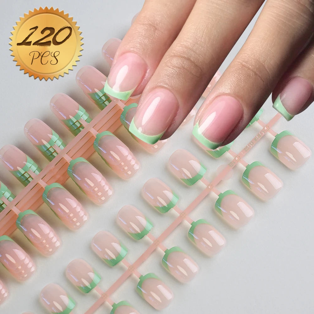 100pcs Light Pink Press-On Nails | Short & Medium Square | 10 Sizes Full Cover Nail Tips