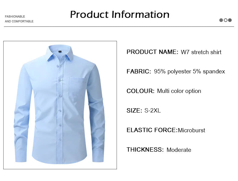New spring and summer American men's shirt business casual long sleeve slim professional formal wear free ironing solid color