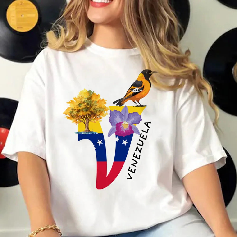 Venezuela t-shirts women crew neck streetwear patterned t shirt girl streetwear clothes