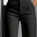 Women's High Waist Dress Pants - Flowy Straight Leg Trousers, Minimalist Office Tailored Pants