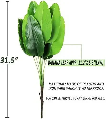 Artificial Plant Fake Banana Tree Leaves with Stems Greenery