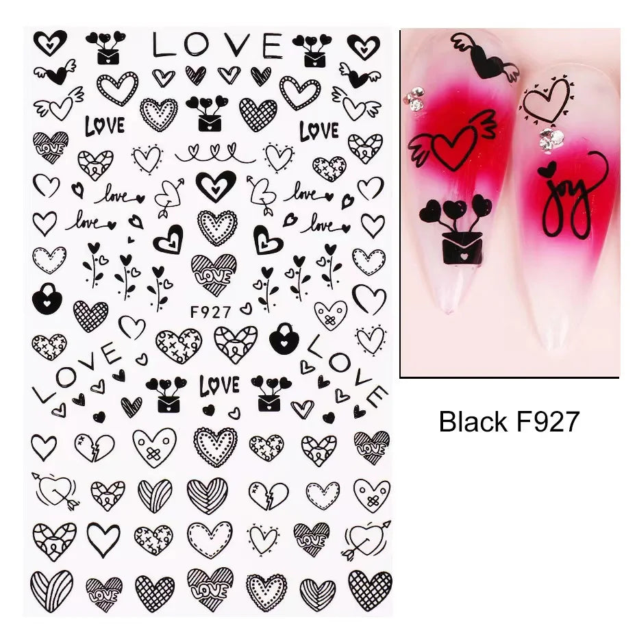 1PCS Valentine's Day Nail Stickers Cartoon Love Nail Supplies Nail Decals for Ladies Nail Art Decoration