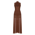 Womens Lyrical Dance Dresses Mock Neck Wide Hemline Shiny Rhinestones Maxi Dress Sleeveless Modern Contemporary Leotard Dresses