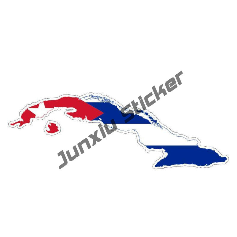 Cuba Map with Flag Cuban Pride Vinyl Sticker Decal for Phone Laptop Water Bottle Creative Car Sticker Cuba Heart Flag Decor