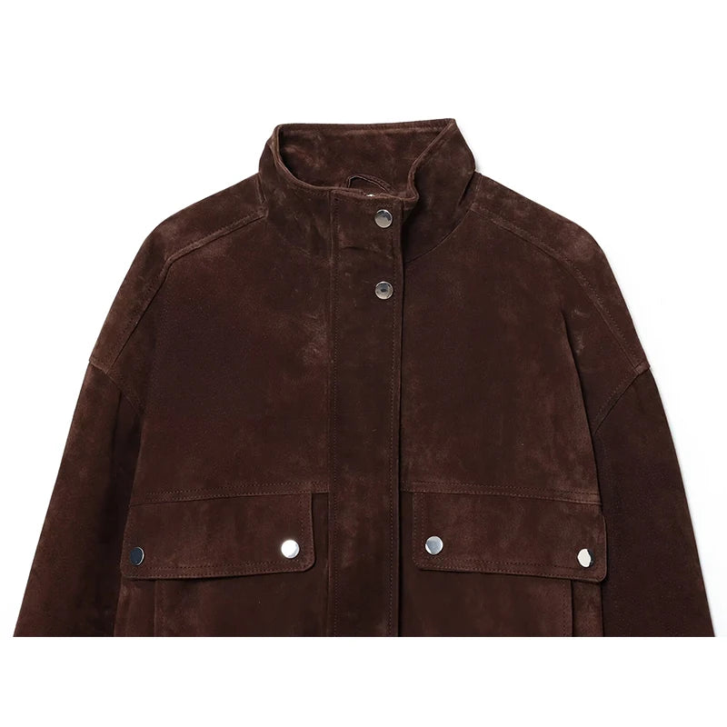 Fashion Big Pocket Elegant Women's Loose Warm Jacket