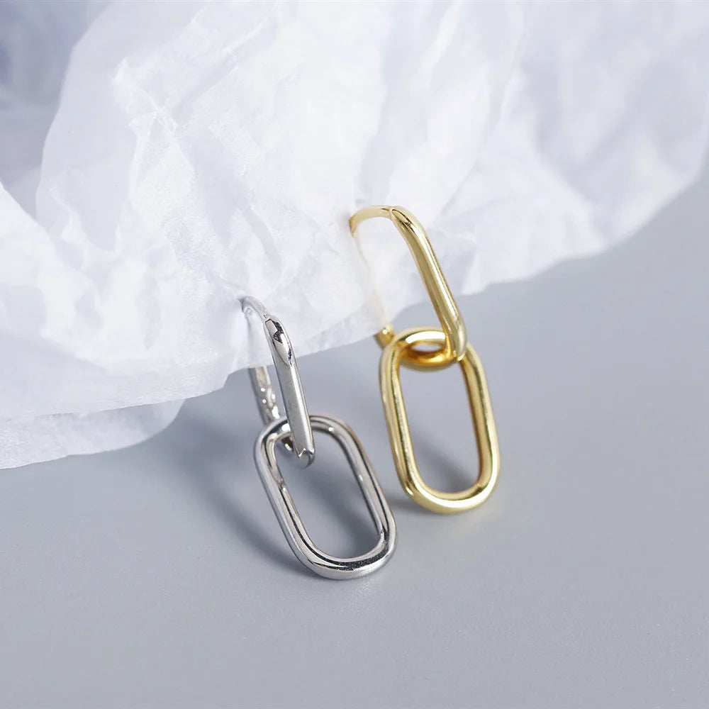 F.I.N.S Minimalist Real S925 Sterling Silver Oval Heart-Shaped Drop Earrings Geometric Smooth Hoops Pendientes Plata 925 Jewelry