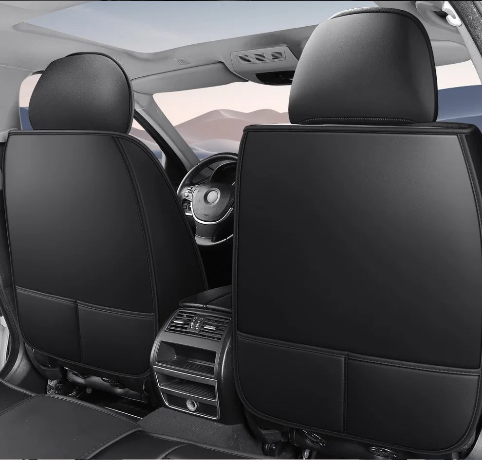 5 Seats PU Leather Car Seat Covers Full Coverage Split Headrest Soft Sponge Filled Comfortable Wear Resistant Non Slip