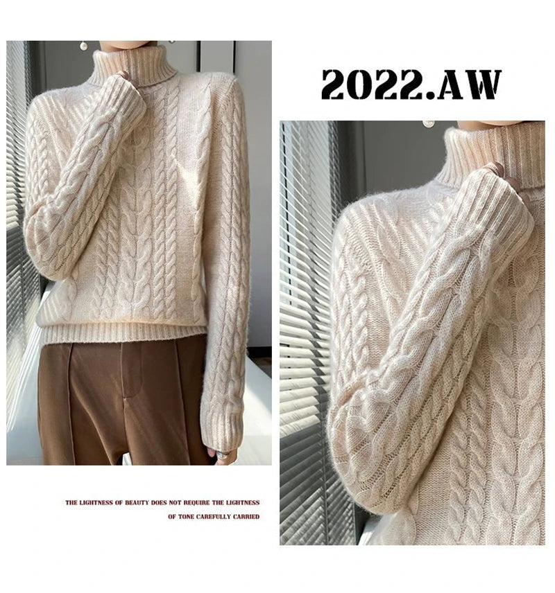 Street Turtleneck Sweater Women 2023 Autumn Winter Long Sleeve Cashmere Female Knitted Pullover Loose Lady Thicken Knitwear