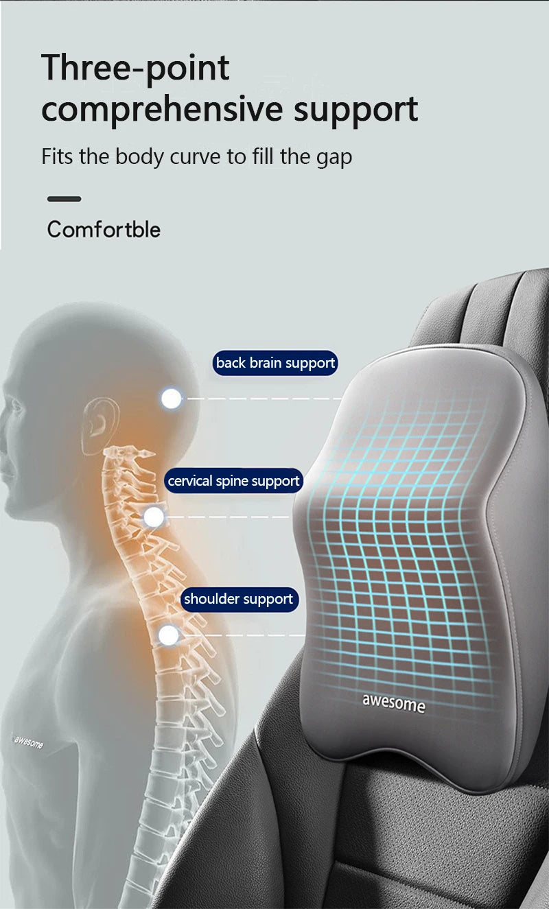 Car Lumbar Back Support Headrest Neck Pillow Memory Foam Lumbar Pillow Universal Soft Neck Pillows Cushion Car Seat Cushion